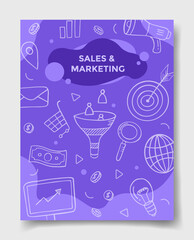 sales and marketing concept with doodle style for template of banners, flyer, books, and magazine cover