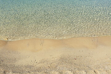 Sandy beach with clear sea. Adriatic sea in Croatia.