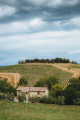 Fototapeta na wymiar Beautiful landscape with a house in Tyscany, Italy