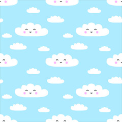 Seamless vector pattern with clouds