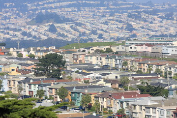 Fototapeta na wymiar condensed view of houses in Daly City, San Francisco