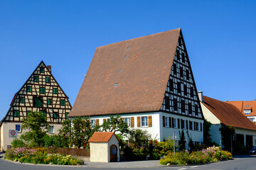 Germany, Bavaria, Spalt, Half-timbered, oast houses