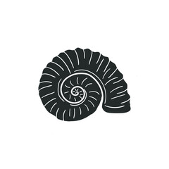 Fossil Icon Silhouette Illustration. Antique Shell Vector Graphic Pictogram Symbol Clip Art. Doodle Sketch Black Sign. © josepperianes