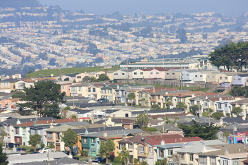Fototapeta na wymiar condensed view of houses in Daly City, San Francisco