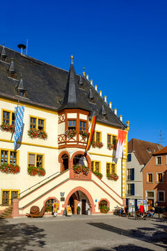 Germany, Bavaria, Volkach, Town hall on main square