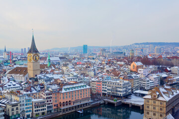 Fototapeta na wymiar Zürich im Winter, Schweiz