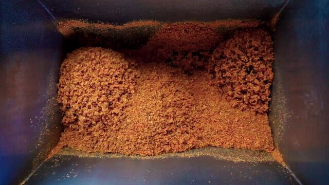 Food mixing in machine slow motion