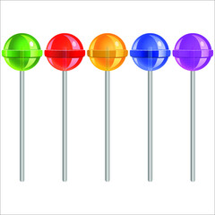 sweet candy lollipops on white background