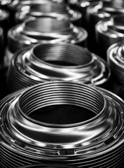 The round stamped steel is placed neatly