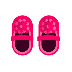 Baby pink kid little shoes vector or newborn booties isolated flat cartoon illustration clipart