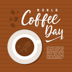 International coffee day banner, vector graphic illustration with creative decoration.