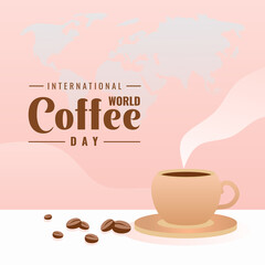International coffee day banner, vector graphic illustration with creative decoration.