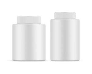 Plastic jar bottle mockup template on isolated white background, ready for design presentation, 3d illustration
