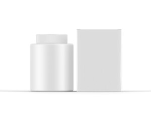 Plastic jar bottle mockup template on isolated white background, ready for design presentation, 3d illustration