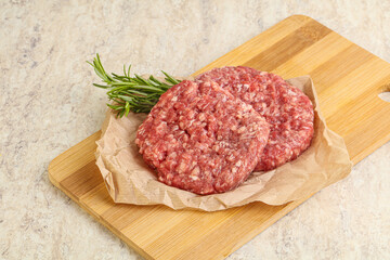 Raw beef burger cutlet for grill