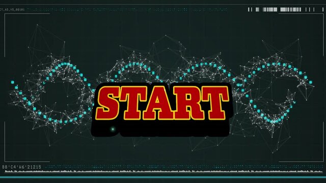 Animation of start text over spinning green dna strand