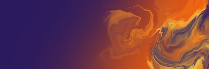 Abstract background painting art with gradient blue, orange and flame texture paint brush for presentation, website, halloween poster, wall decoration, or t-shirt design.