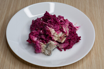 Obraz premium Herring salad under a fur coat