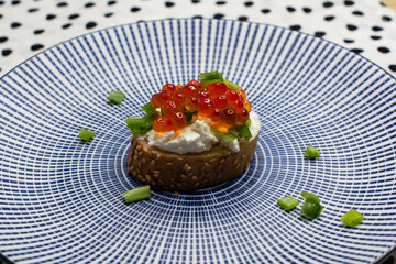 sandwich with red caviar