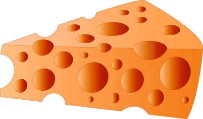 a piece of cheese with holes on a white background