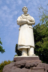 Obraz premium Paolo Gorini. Paolo Gorini.White marble statue of the mathematician and scientist who taught at the University of Pavia. 
