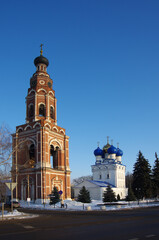 BRONNITSY, MOSCOW REGION, RUSSIA - December, 2020: Cathedral complex of Bronnitsy. Bell tower of the Cathedral of the Archangel Michael