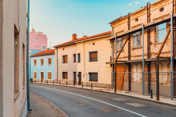 Fototapeta na wymiar Empty street in small croatian town of Crikvenica on Adriatic sea coast