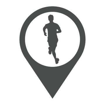 recommend clip art: Logotipo carrera a pie. Icono con silueta de hombre corredor en marcador de posición color gris