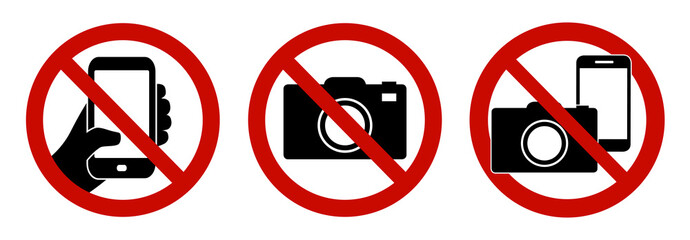 No photos and no phones forbidden sign - obrazy, fototapety, plakaty