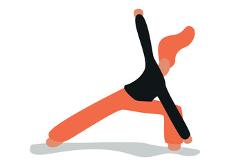 Vector illustration with woman doing yoga. Triangle Pose  - asana. Cartoon charcter