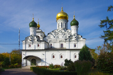 Fototapeta na wymiar Nikolo-Uryupino, Russia - September, 2020: Temple of St. Nicholas