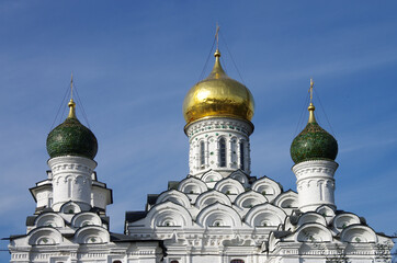 Fototapeta na wymiar Nikolo-Uryupino, Russia - September, 2020: Temple of St. Nicholas