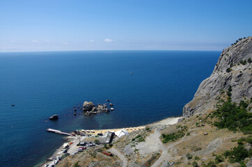 Fototapeta na wymiar The coastline of the Crimea in the area of Sudak