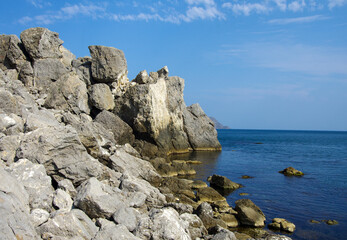 Fototapeta na wymiar Sea view from the top of Cape Alchak in Crimea