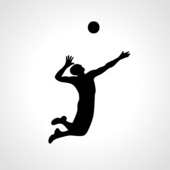 Volleyball attacker player silhouette. Vooleyball player vector