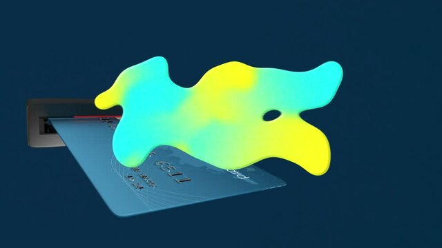 Animation of colorful stain over bank card