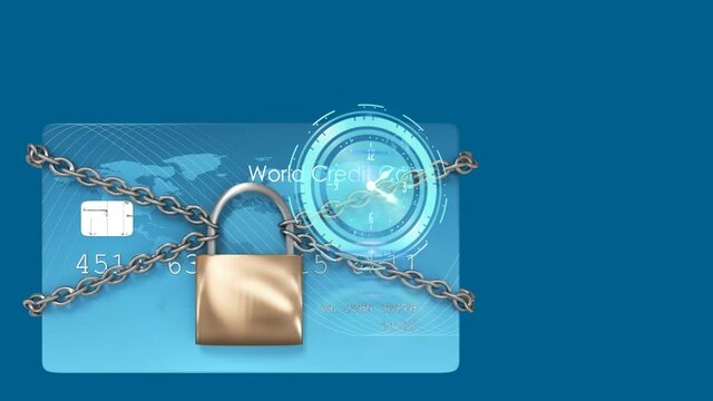 Animation of clock over bank card with padlock and chains