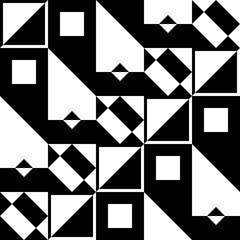 Geometric and diagonal pattern with rhombuses and squares. Black and white alternating tiles, but the same diagonally. Vector.