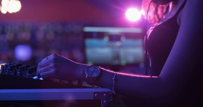 Animation of female dj in the club