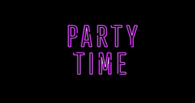 Animation of party time text over black background