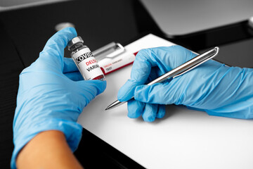 covid 19 delta Variant vaccine in hand. vaccination against coronavirus