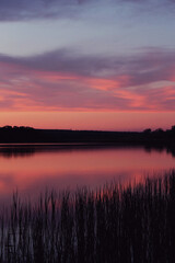 Naklejka na ściany i meble Beautiful sunset and a lake. No filter