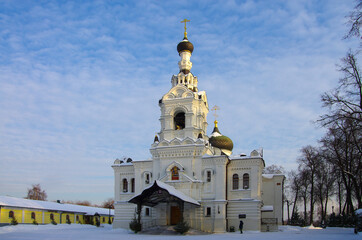 Moscow, Russia - Yanuary, 2021: Church of the Assumption of the Blessed Virgin in Troitsa-Lykovo