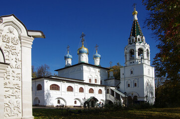 Pavlovskaya Sloboda, Russia - September, 2020: Exterior of the Temple complex. Temple of the Annunciation