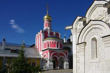 Pavlovskaya Sloboda, Russia - September, 2020: Exterior of the Temple complex