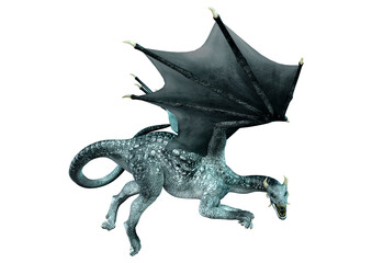 3D Rendering Fairy Tale Dragon on White