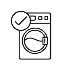 Washing machine line icon. Wash laundry sign. Washable cleaner symbol.