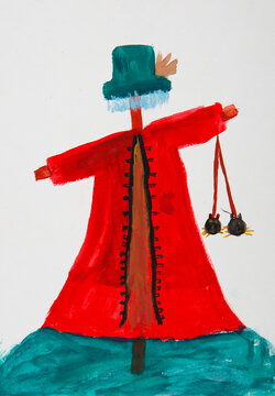 Children's painting of scarecrow