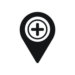 Obraz premium Map Pointer Icon With Cross