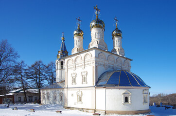 Ryazan, Russia - March, 2021: Transfiguration of Our Saviour On Yar  in sunny winter day